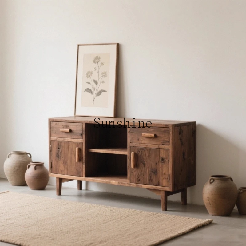 

Solid wood wabi-sabi wind living room entrance decoration storage bed and breakfast storage side cabinet