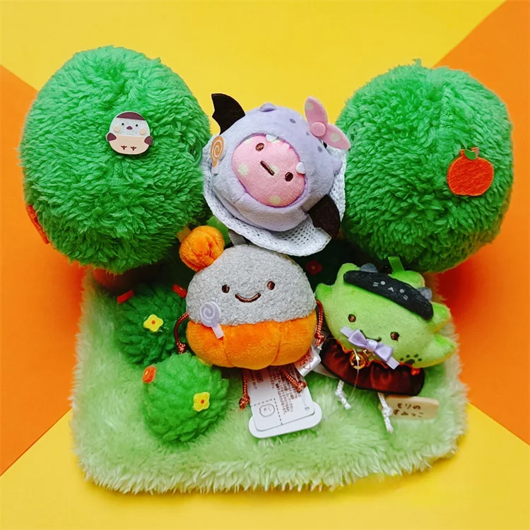 Kawaii Mini Corner Creatures Halloween Turn Into Pumpkin Ghost Shrimp Stuffed Plush Toy Pendant Keychain Gift