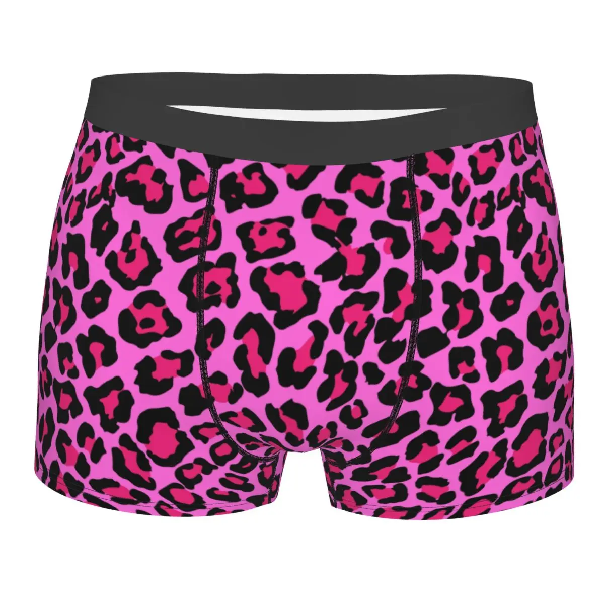 Custom Leopard Fur Skin Texture Hot Pink Underwear Men Breathbale Boxer Briefs