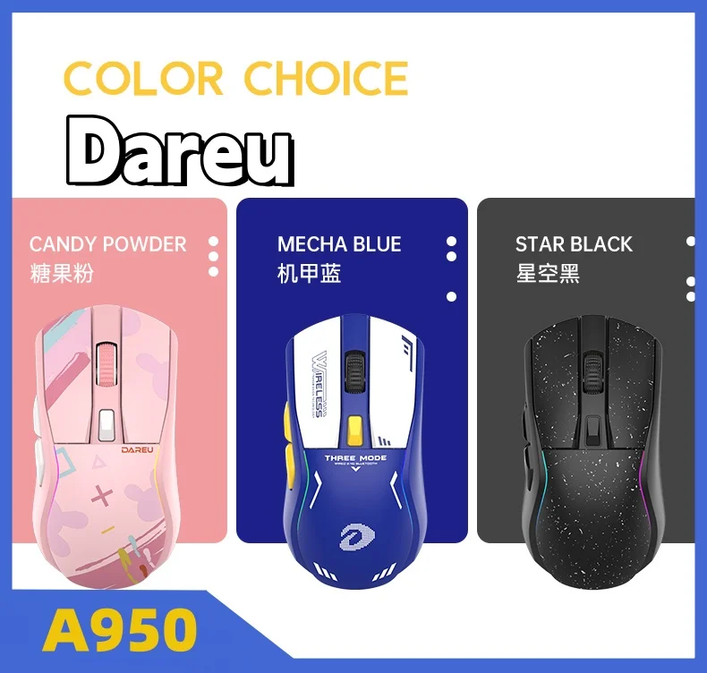 

Dareu A950 PRO Wireless Bluetooth Mouse RGB Gaming Mouse 4k PAW3395 portable Tri-Mode For Computer Keyboard Pc Office Mice Gift