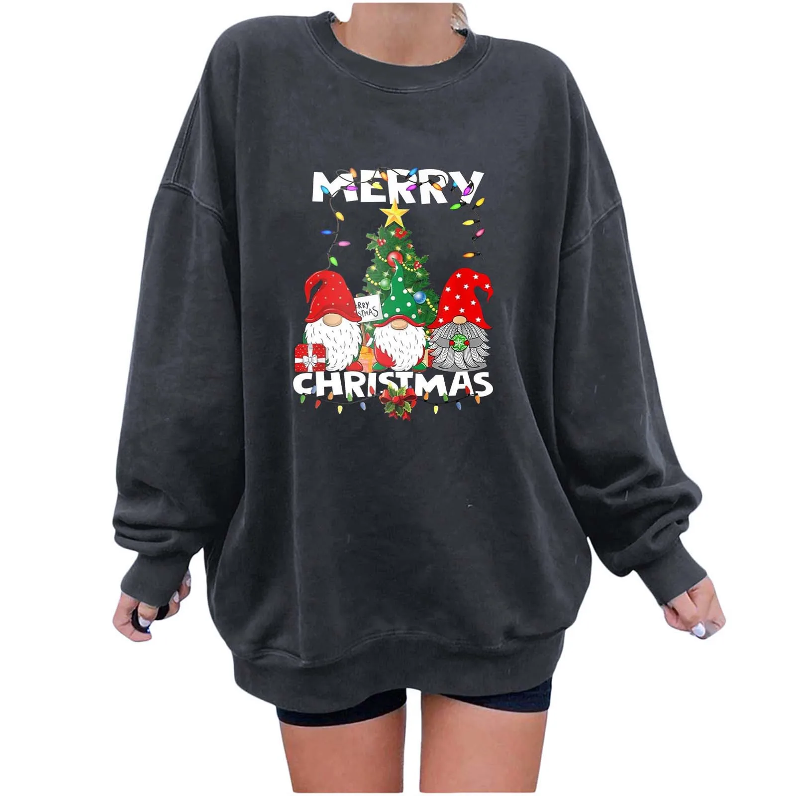 Women\'s Christmas Printed Sweater: Warm And Cozy Oversized Casual Pullover Fashion Dresses Fall