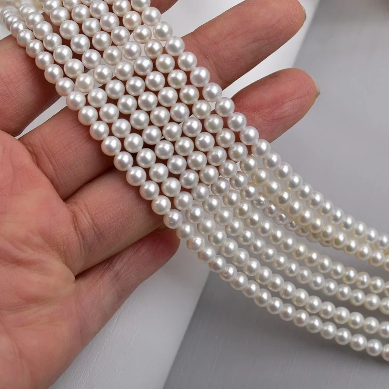 

Zhuji Pearl Natural Freshwater Pearl Semi-finished Products Wholesale4-5mmNear Round PearldiyNecklace Accessories Loose Beads