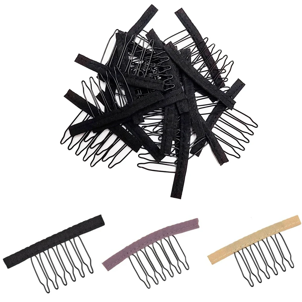 Wig Comb Clips 5 Teeth Hair Extension Clips Stainless Steel Wig Clips Combs Snap Clips With Rubber For Hair Extension