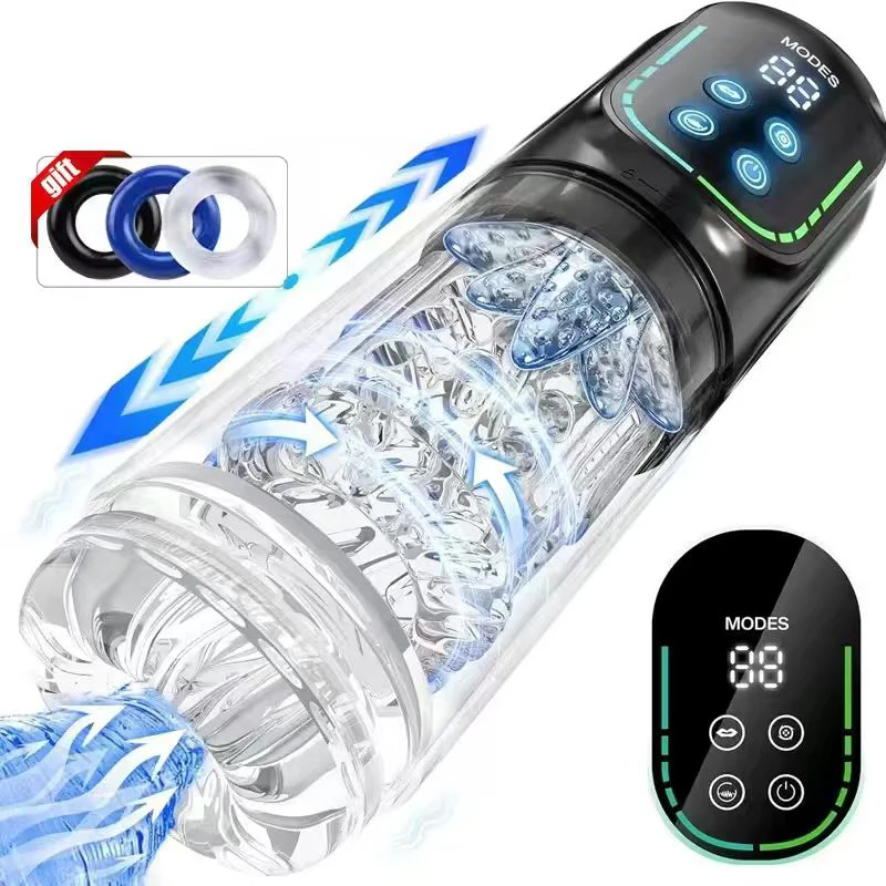 Automatic Male Masturbator: Telescopic Rotating Masturbation Cup with 3D Realistic Oral Sex Insert and App-Controlled Adult Toy