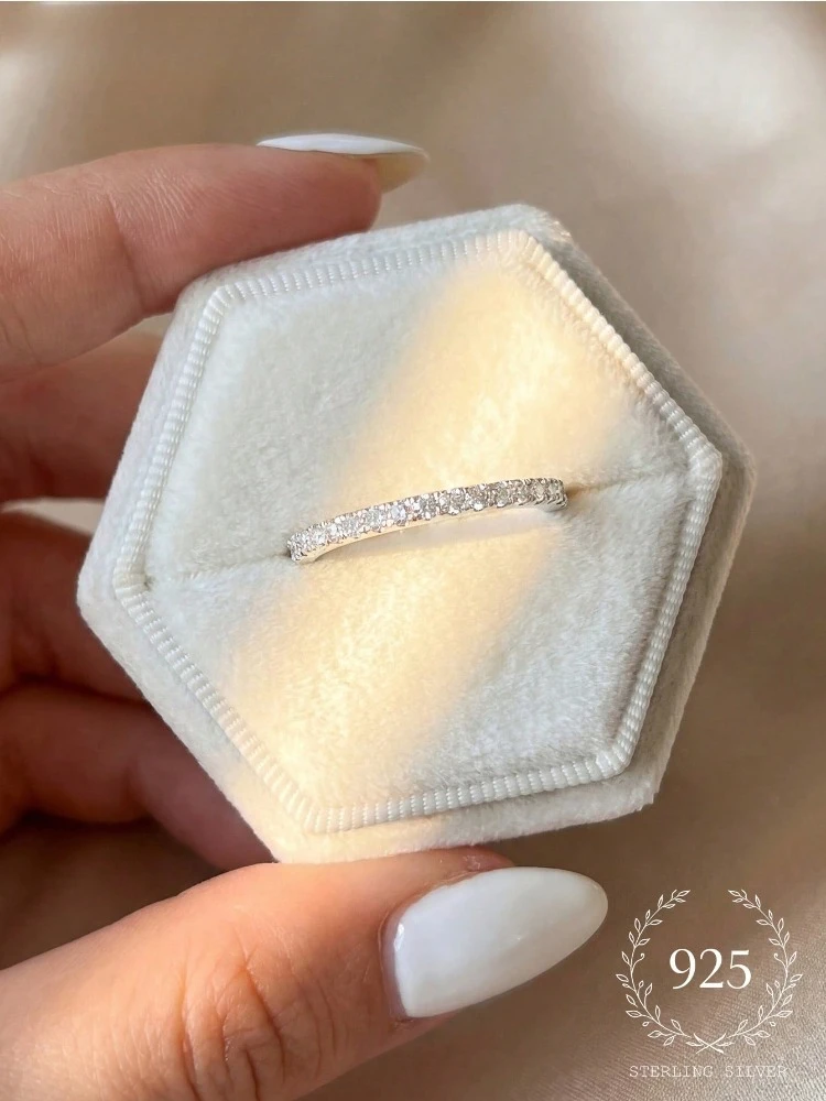 Minimalistische klassische runde Zirkonringe aus 925er Sterlingsilber für Frauen, Verlobung, Hochzeit, luxuriöser, hochwertiger edler Schmuck – Detail 4