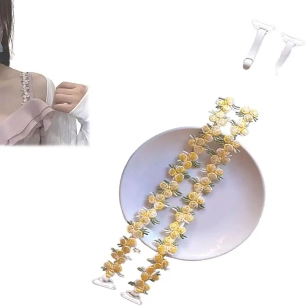 Alças de sutiã florais removíveis, presente criativo, alças de ombro de renda antiderrapantes, decorativas, ajustáveis, florais