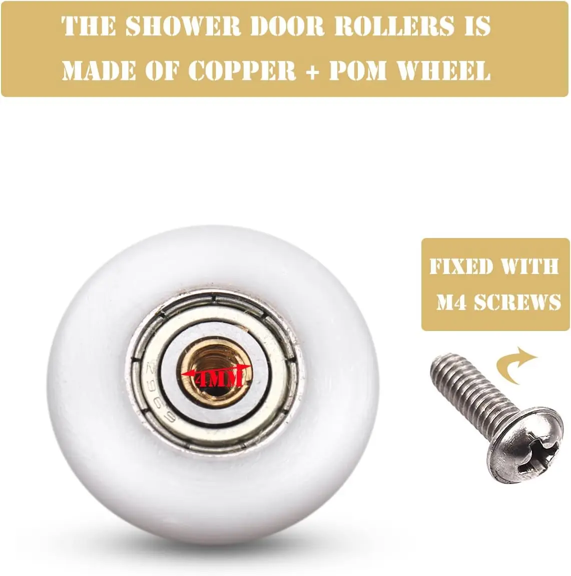 4sets Shower Door Wheels Rollers Runners Pulleys 19mm