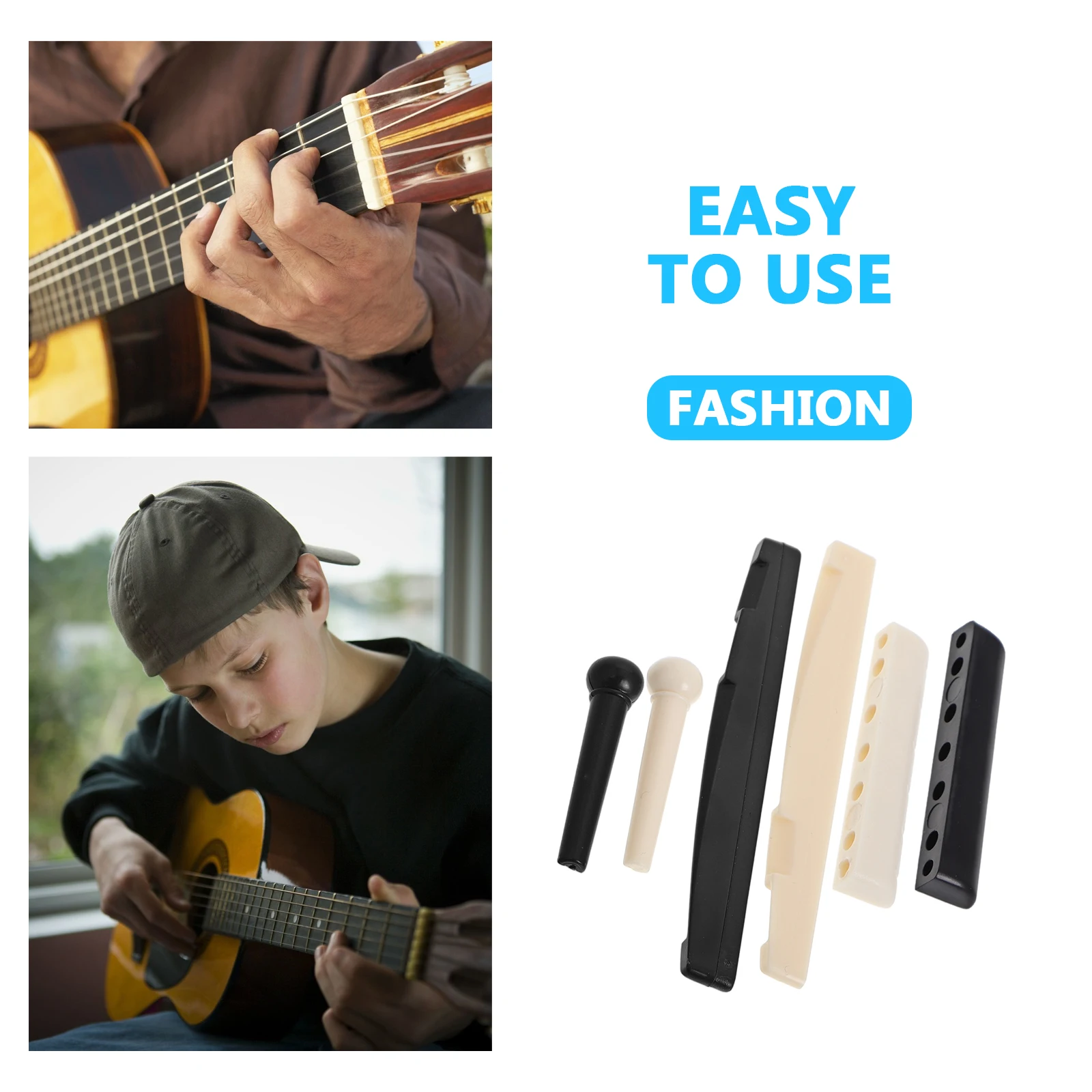 

Acoustic Bridge Saddle Pins Set Guitar Tool Kit String Replacement Repair Maintenance Accessories Durable Pp Metal Materials