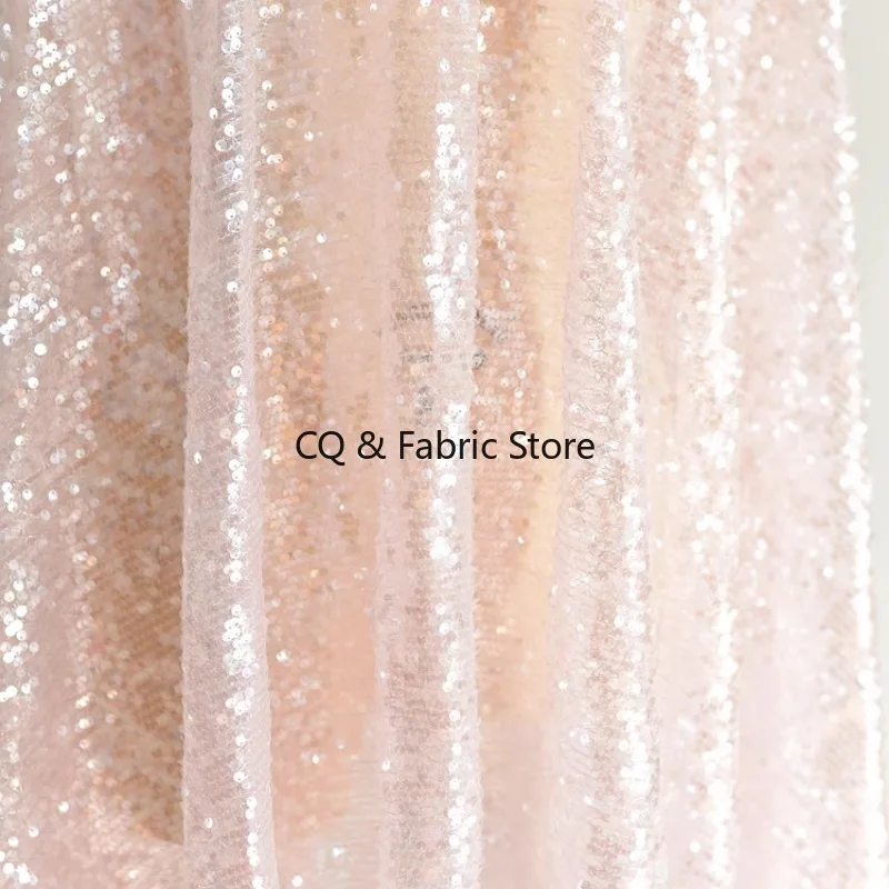 Tessuto di pizzo ricamato con paillettes lucide multicolori Abito da sposa Materiale da cucito fatto a mano fai-da-te Tessuto decorativo per abbigliamento