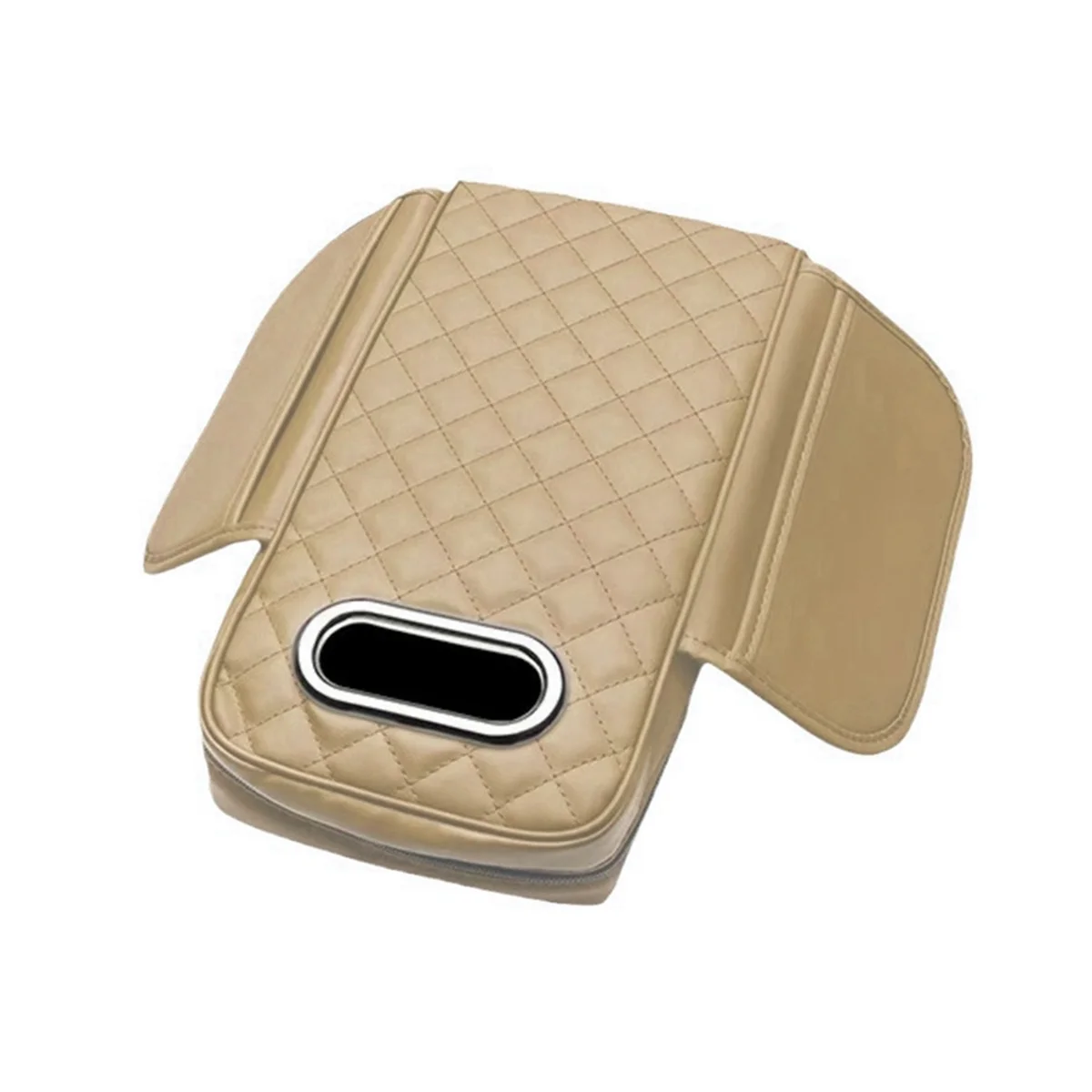 Car Armrest Cover PU Leather with Tissue Storage Memory Foam Height Pad Auto Center Armrest Protective Cushion Support A