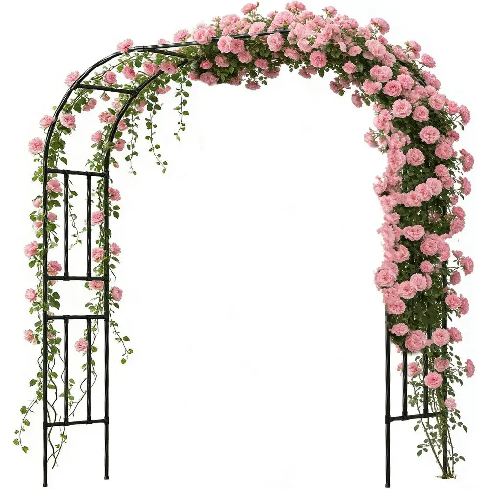 

Stylish 240cm Metal Garden Trellis, Outdoor Climbing Plant Support, Elegant Wedding Arch, Patio Backyard Decor