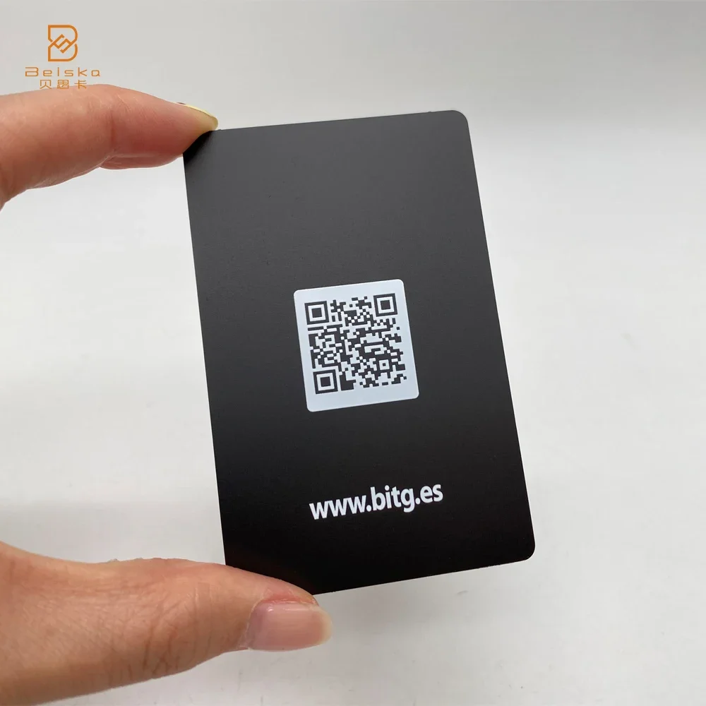 

Sublimation Laser Cut Out QRcode Loyalty Custom Matt Black VIP Metal Card