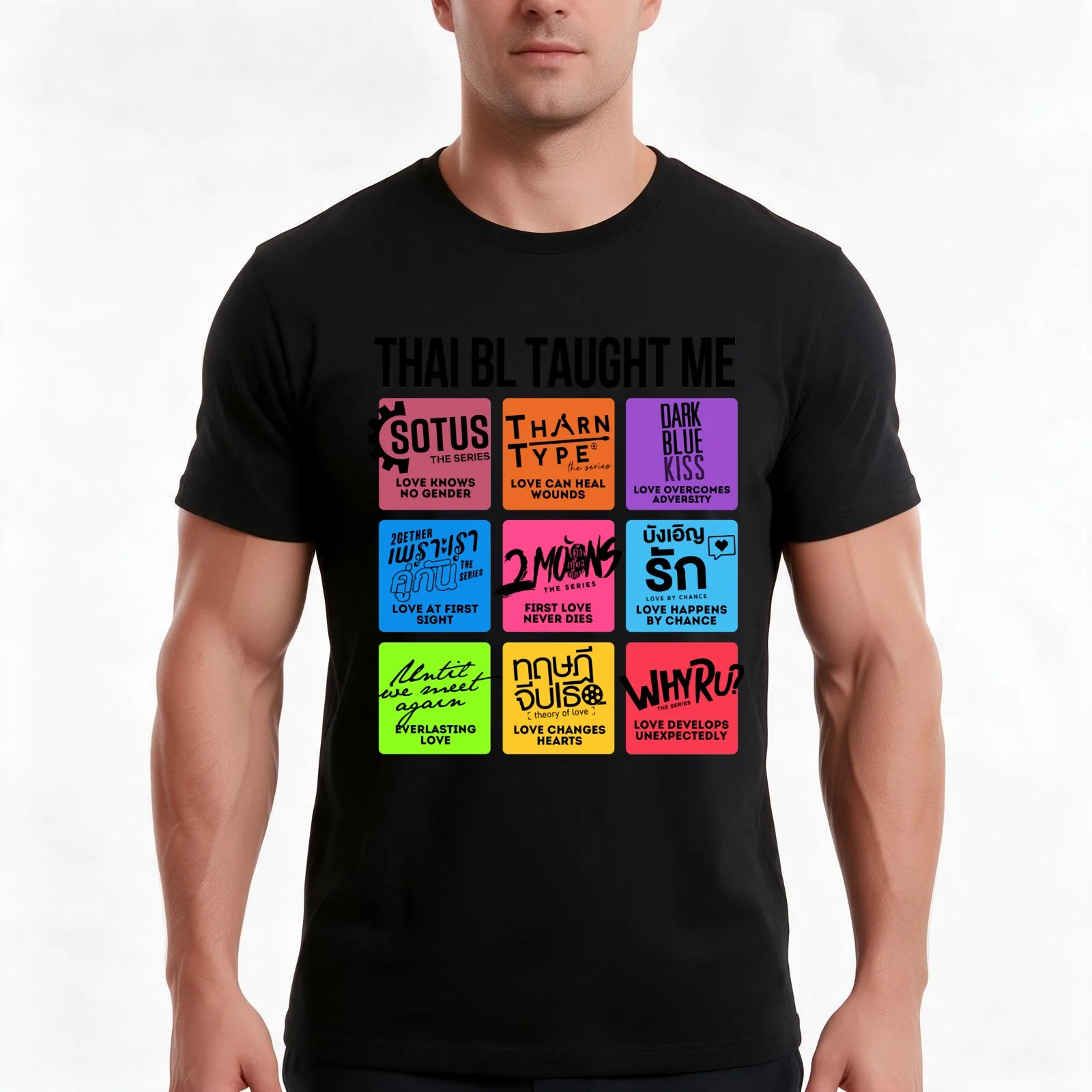 THAI BL TAUGHT ME T-Shirt Summer Casual Cotton Tee Oversized Streetwear Tops Vintage Graphic Print Loose Fit Short Sleeve