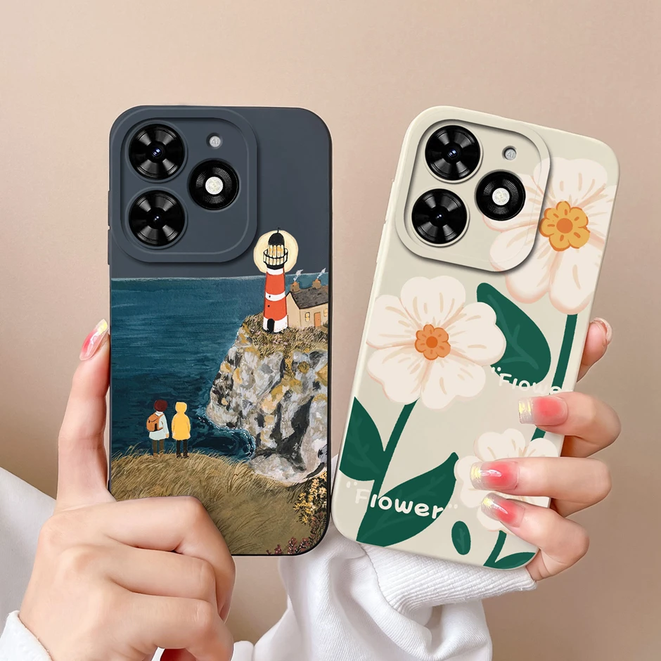 Fall für Tecno Funken Go 2024 niedlichen Liebe Herz Cartoon Stil Muster flüssige Silikons chale für Tecno Funken Go2024 neues Design Funda
