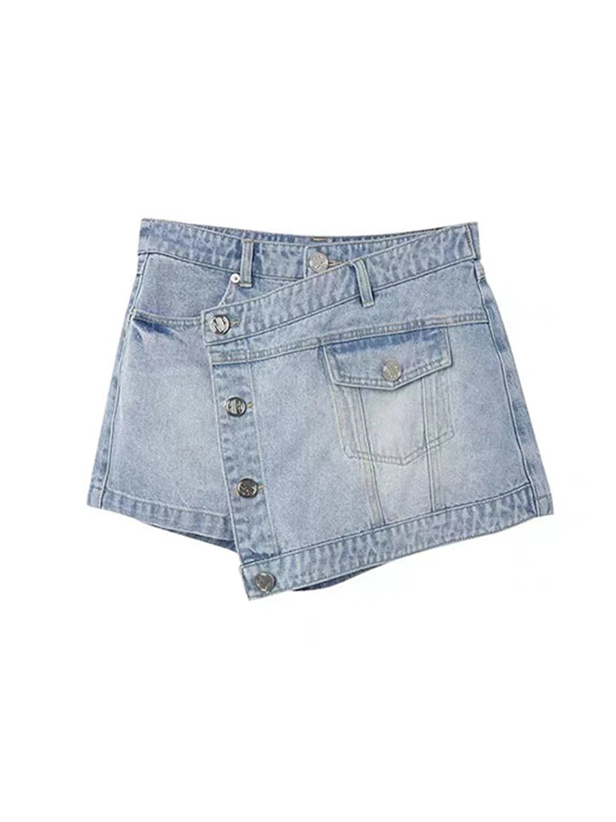 

Women's Light Blue A-line Denim Skirt Vintage Y2k Mini Shorts Skirts Harajuku Korean Aesthetic Jean Skirts 2000s Clothes Summer