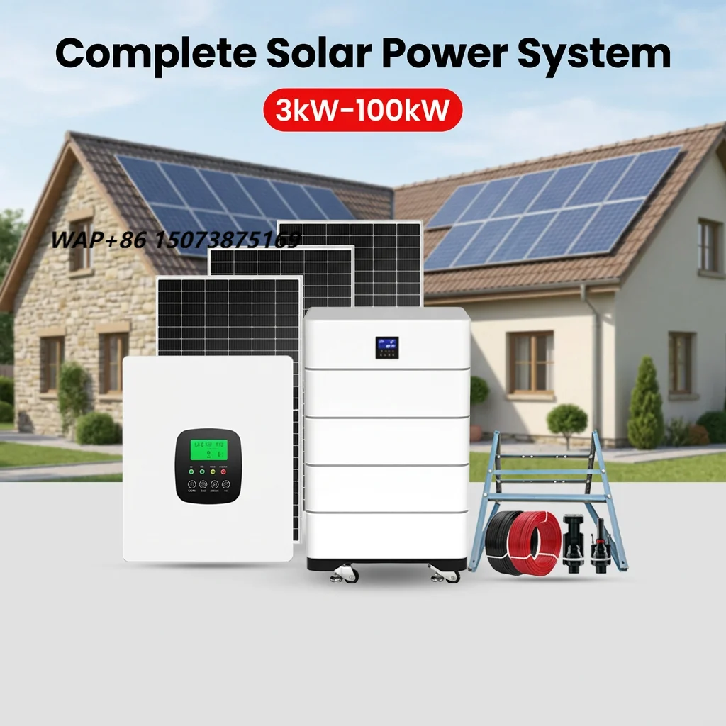 3kW to 100kW Off-Grid/On-Grid Complete Solar System with Inverter, LiFePO4 Battery & Solar Panels for Home & Commercial Use