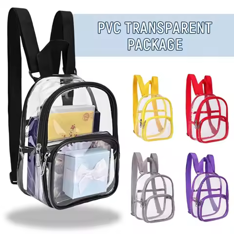 Pvc Transparent Bag Clear Travel Backpack Shoulder Bag Strap Book Sports Field Approved Waterproof Mini Travel Schoolbag for Kid