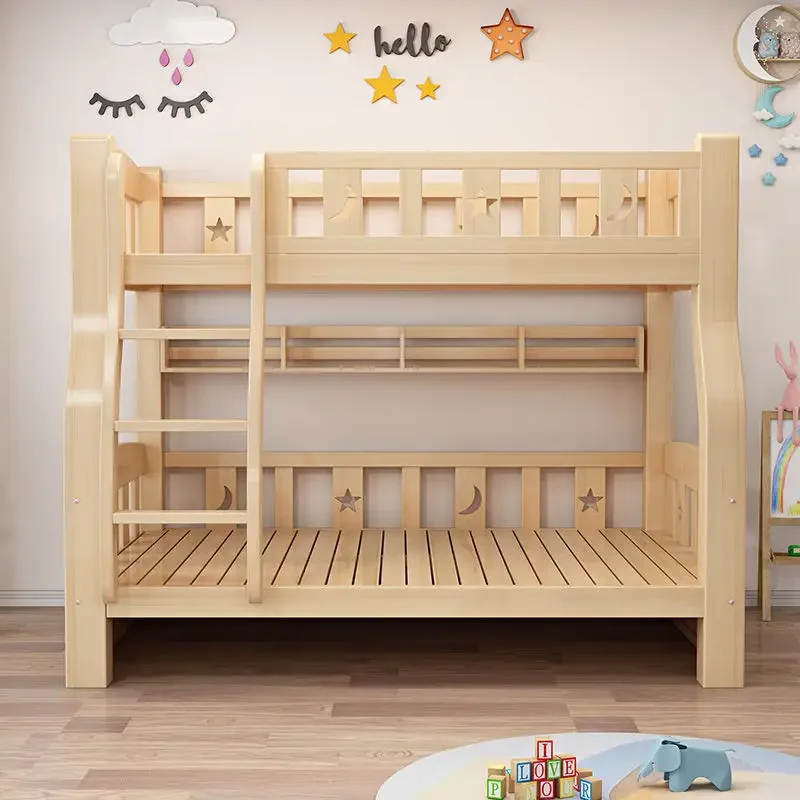 Factory Price Wood Children's Bedroom king Size Bunk Bed Drawers Kids Wooden Slide Storage Bed Furniture Set