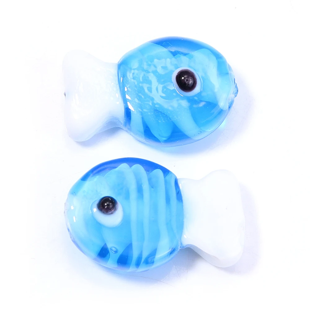 2pcs Cute Colorful Stripe Lampwork Glass Beads