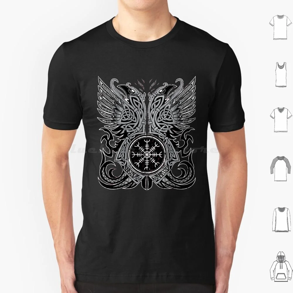 Huginn & Muninn , Odin'S Ravens T Shirt 6Xl Cotton Cool Tee Odin Viking Norse Nordic Raven Huginn Muninn Scandinavian Helm