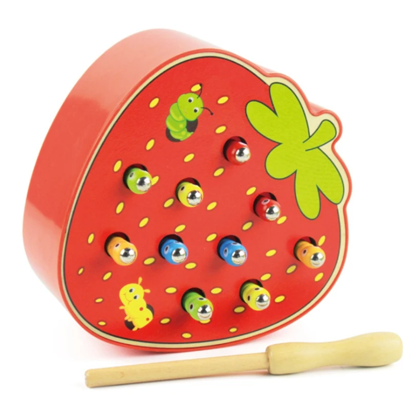 X18A-Baby Toys Wooden Early Childhood Educational Toys Magnetic Catch Worm Game Color Cognitive