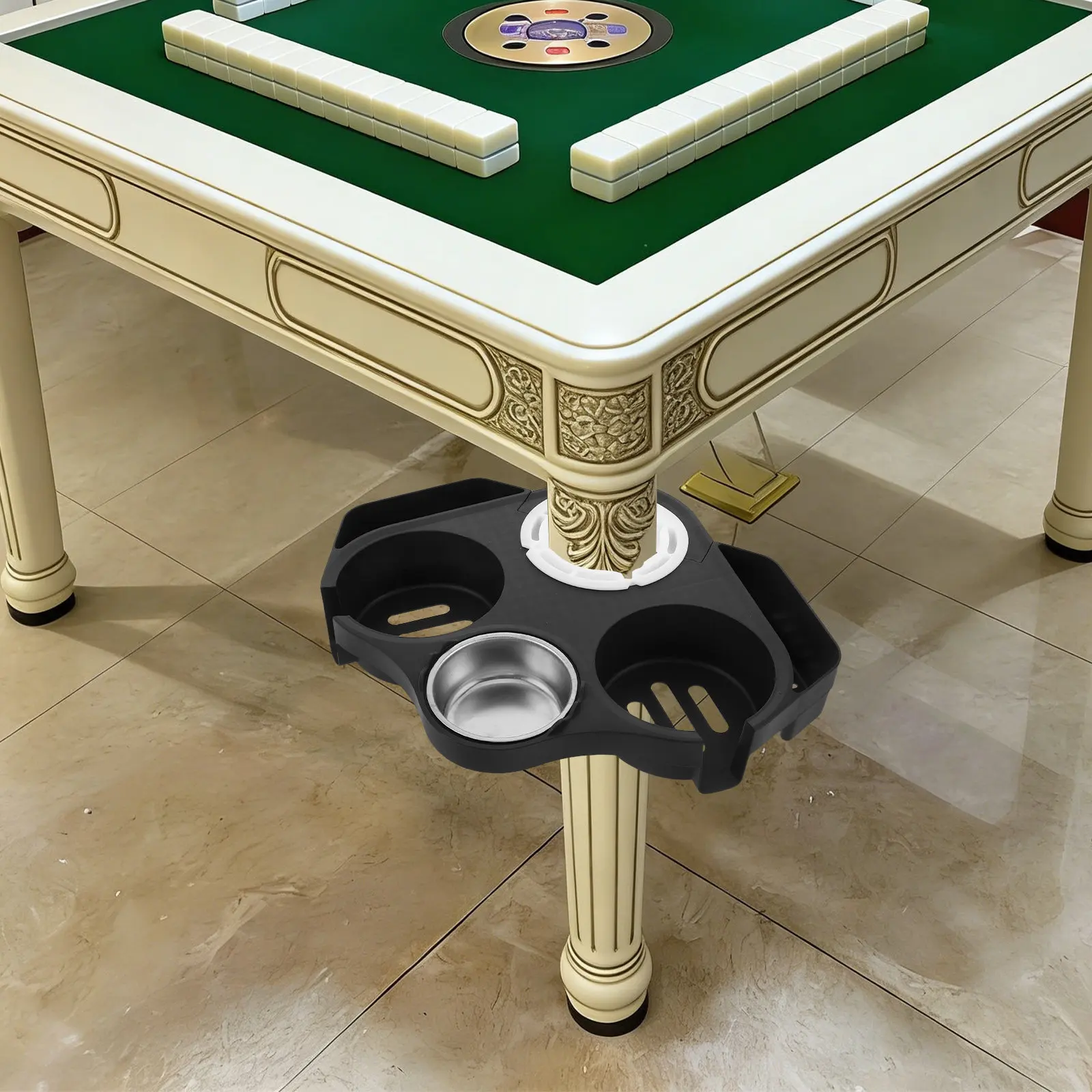 2 Pack Chess and Card Table Tea Rack Cup Holder Ashtray Organizer Black Bracket