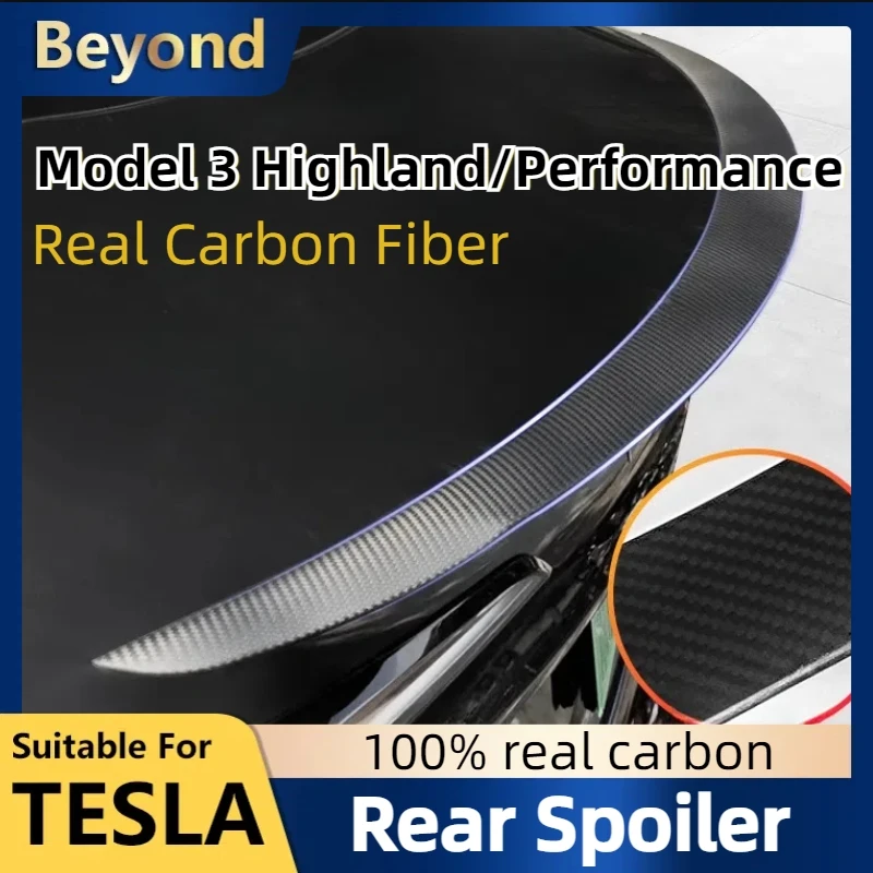 Real Carbon Fiber Spoiler For Tesla Model 3 Highland/Performance Rear Trunk Wing High-performance Version Car Exter Accessories