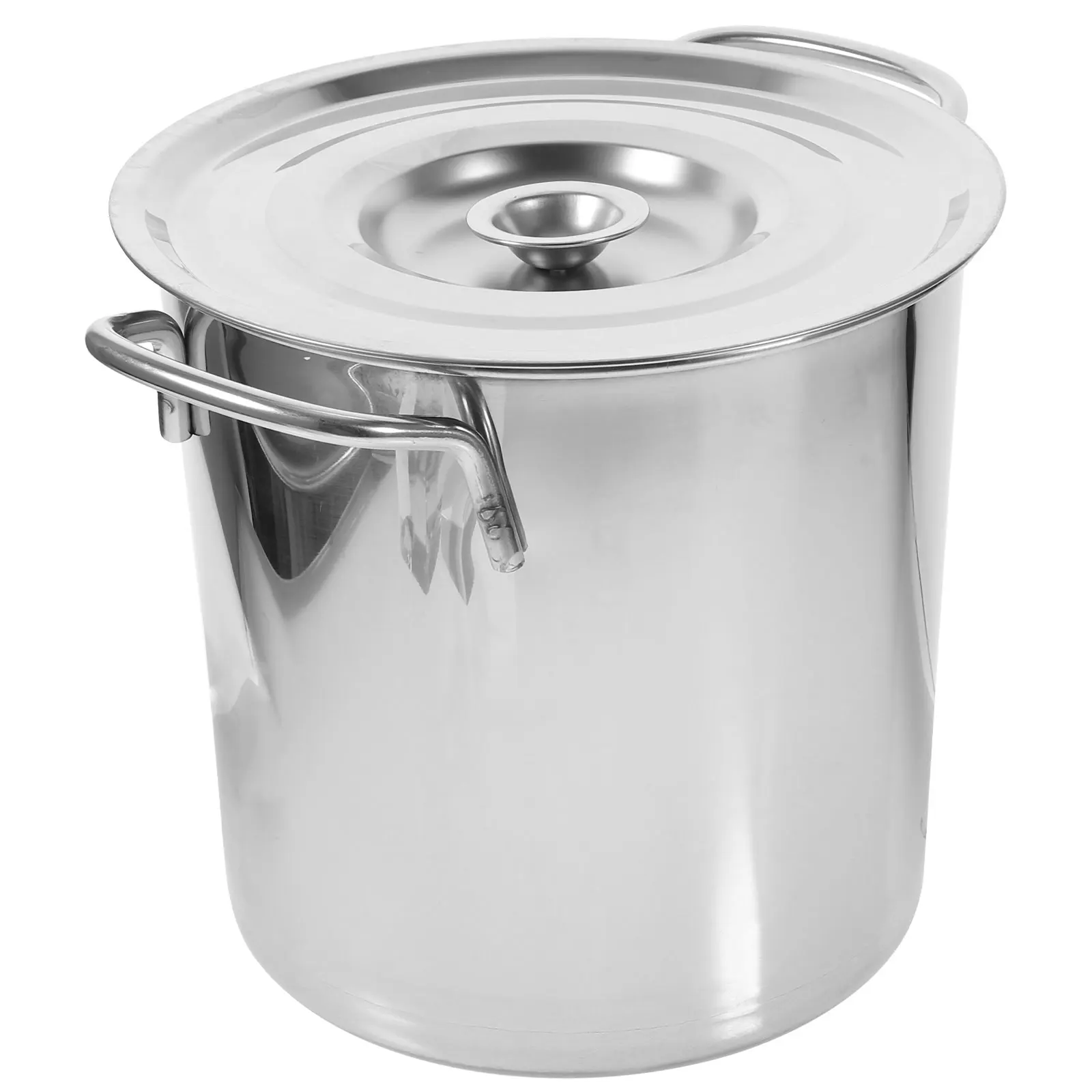 

Stainless Steel Soup Bucket Large Capacity Stock Pot Multipurpose Brine Boiler Silver Practical Design Sturdy Heat