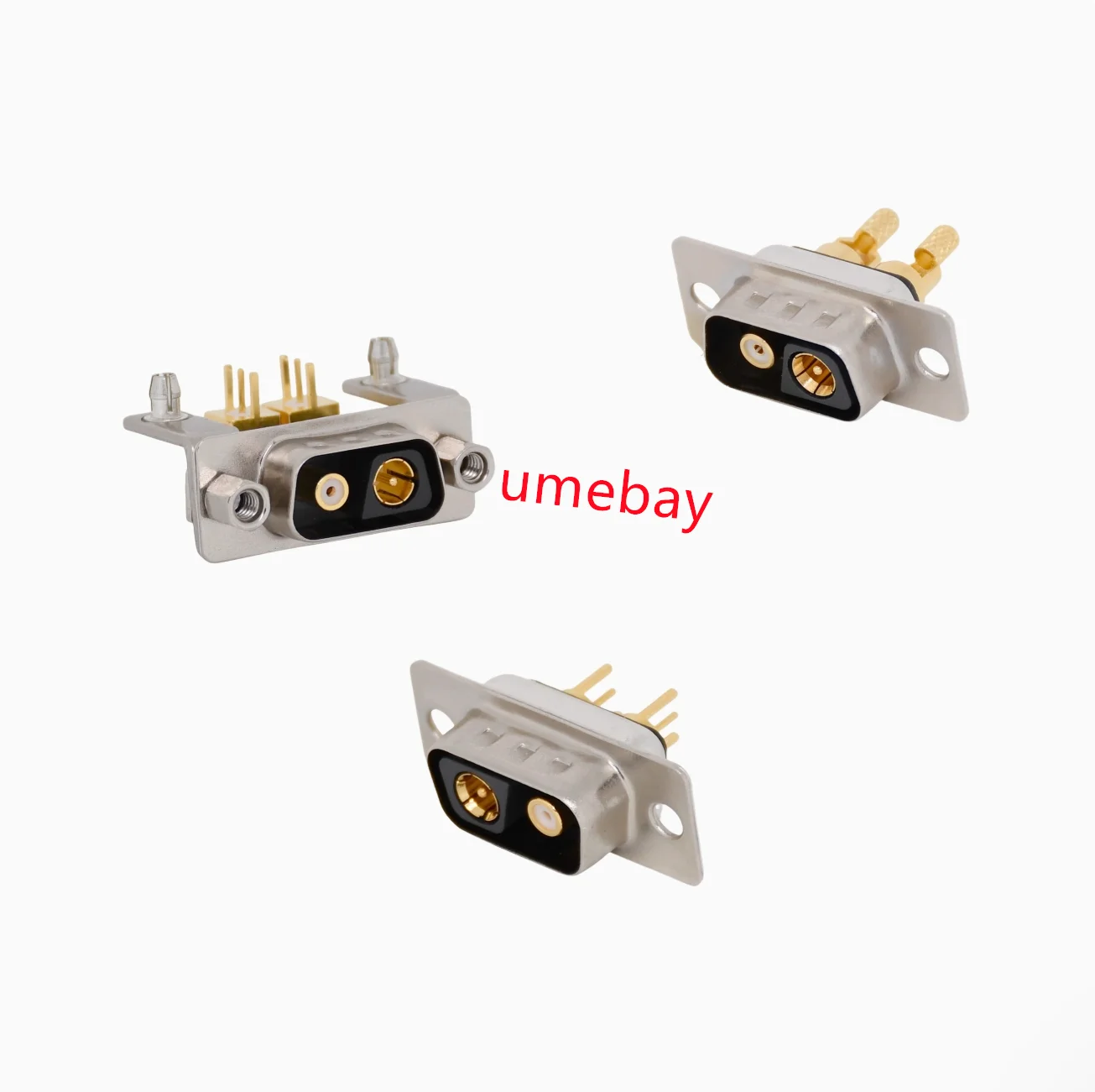5 pieces, integrated circuit, RF coaxial high current connector. 2V2 male/female, 90 degree bent insertion