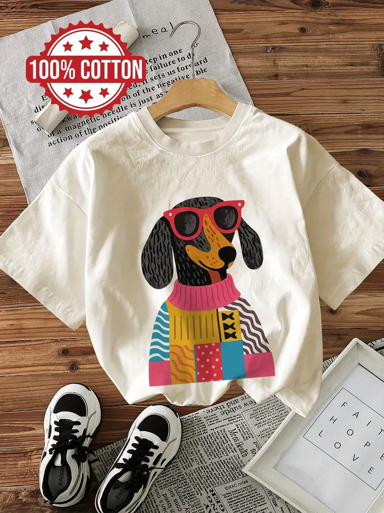 Modisches Y2K Damen-T-Shirt aus 100% Baumwolle mit Retro-Tiermotiv, Weicher Rundhalsausschnitt, Kurzarm-Oberteil im Vintage-Design – Detail 3