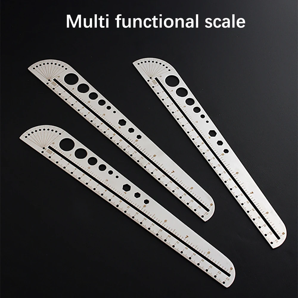 Multi functional scale, office drawing compass, protractor, hexagonal measuring tool, adjustable for outdoor use