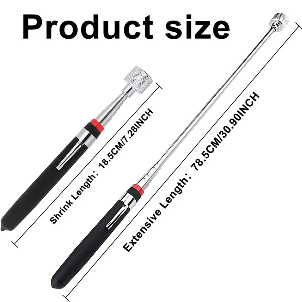 2Pcs Telescoping Magnetic Pickup Tool Set, 15 lb Magnetic Wand with Non-Slip Handle and Pocket Clip for Auto Repair Garage