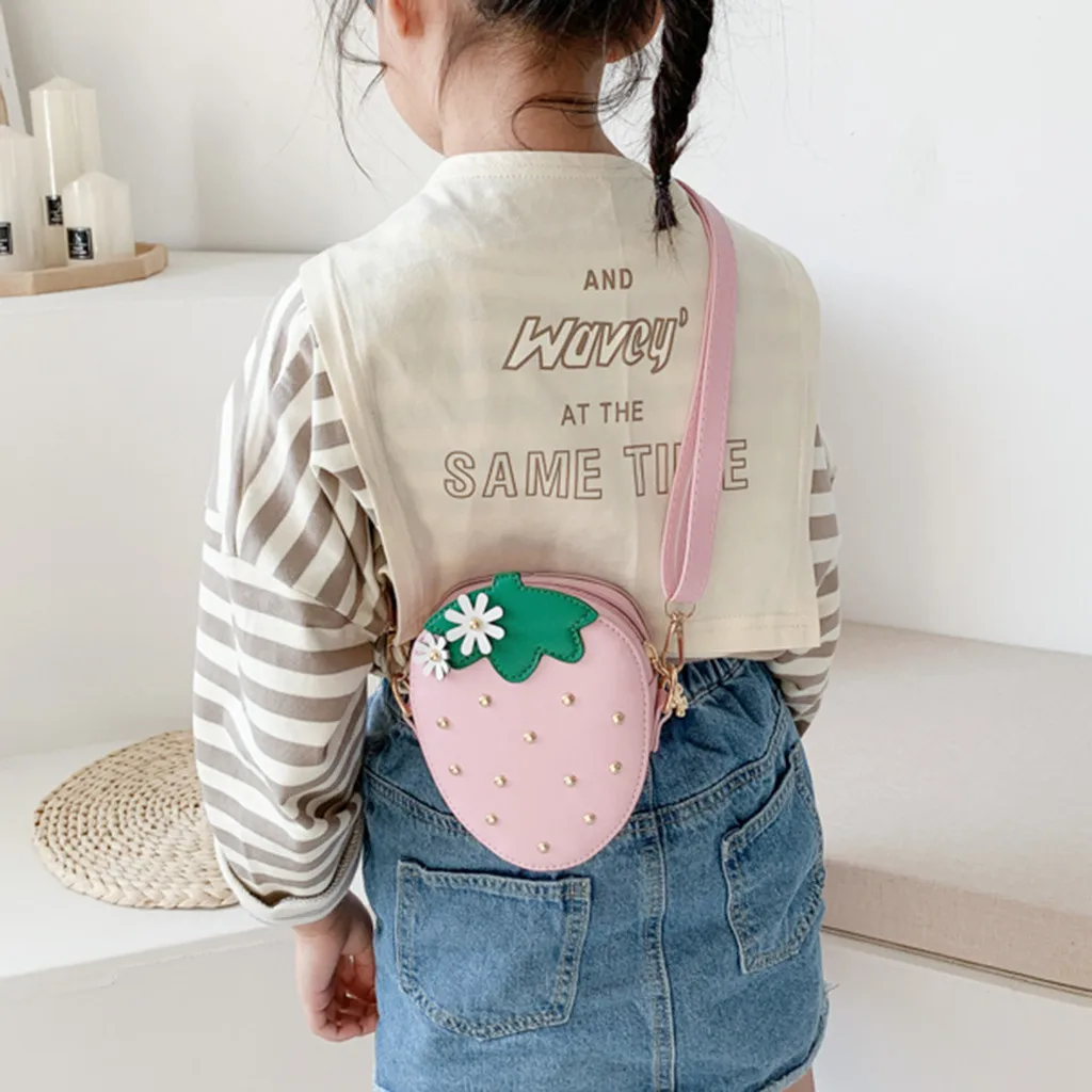 Kids Children Girls Cute Cartoon Strawberry Messenger Crossbody Shoulder Bags Backpacks For Women Mochila Bolso Mujer  Y2k