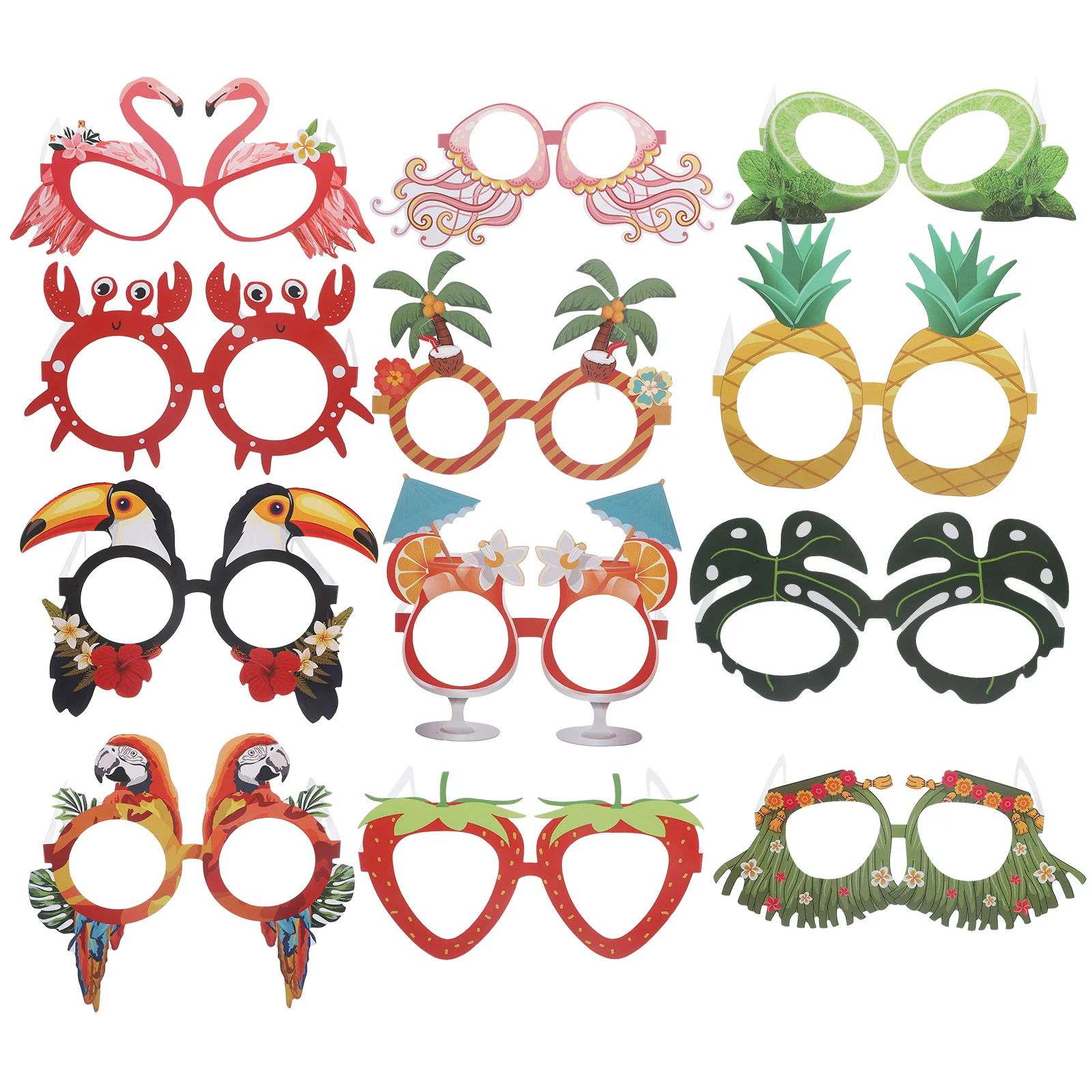 

12 Pcs Tropical Party Decorations Paper Glasses Eyeglasses Clothing Fancy Dress Prop Banquet