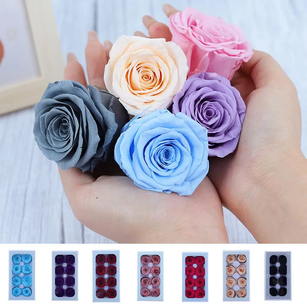 Preserved Flower Eternal Beauty Realistic Preserved Rose Arrangement for Home Party Decoration Diy Gift 8pcs Non-fading Eternal