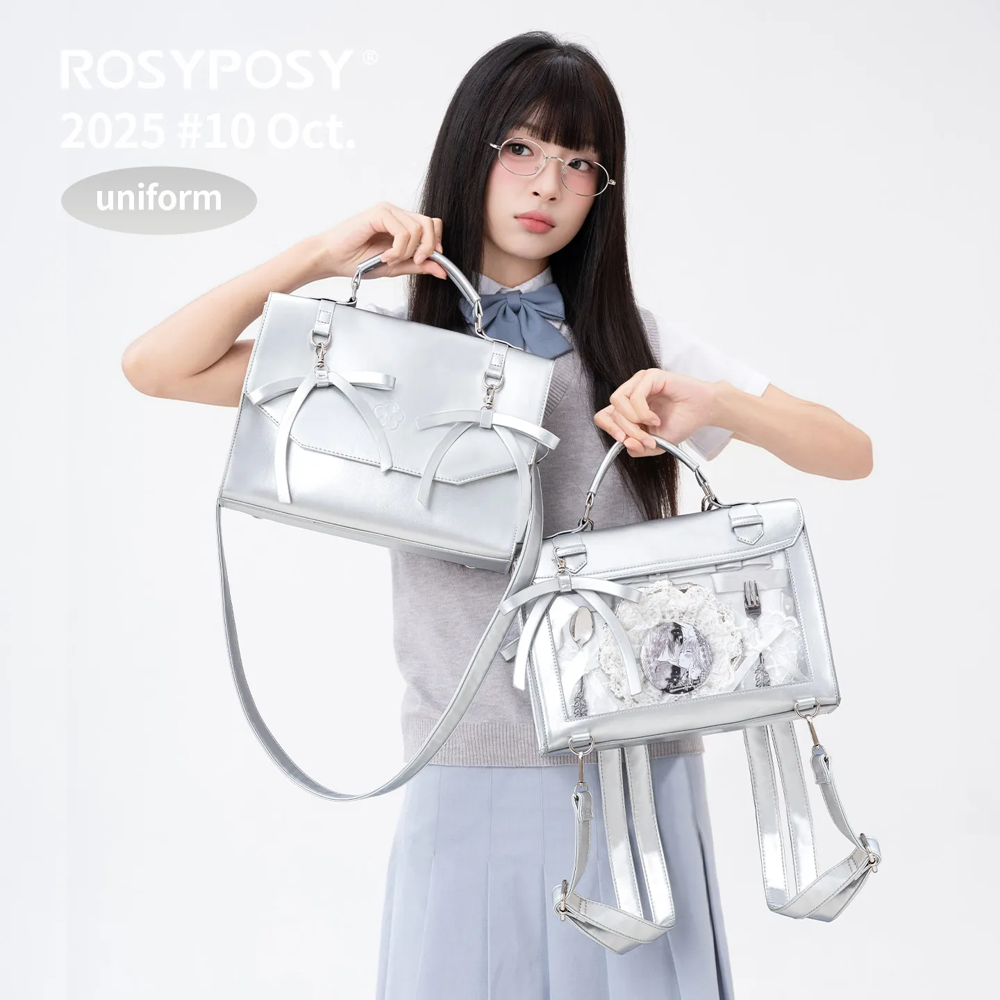 

Японская серебряная униформа JK Ltabag, портативная сумка через плечо для девочек, двухмерный женский рюкзак в студенческом стиле с комиксами