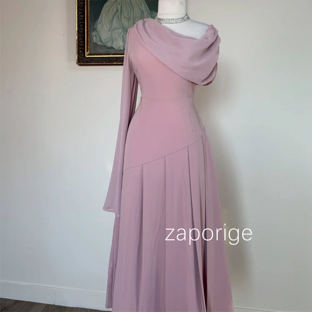 Abiti midi monospalla a trapezio con pieghe in jersey abbinate personalizzate Occasioni su misura Moda di alta qualità