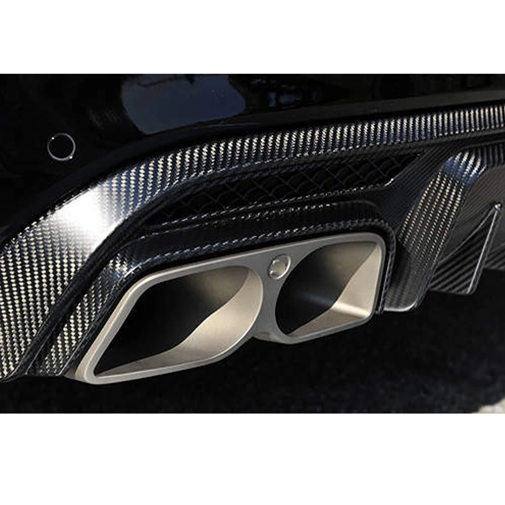 C Class W205 Rear Diffuser with Exhaust Tips Carbon Fiber W205 C63 C63S Rear Diffuser Muffler Tips W205 Rear Lip Auto Parts view 3