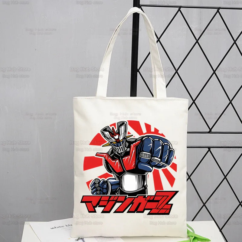 Mazinger Z 애니메이션 로봇 코지 카부토 일본 만화 쇼퍼 백, 프린트 캔버스 토트백 핸드백, 여성 가방, 하라주쿠 숄더백