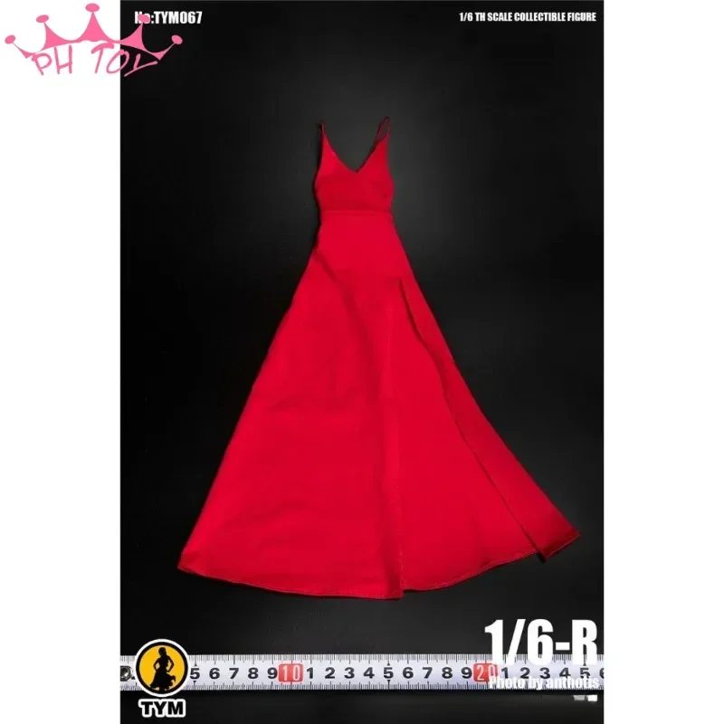 

1/6 Red Sexy Sling Evening Dress Elegant High Fork Body Fitting Clothes Model for 12" Female Large Breast Figure PH TBL Doll