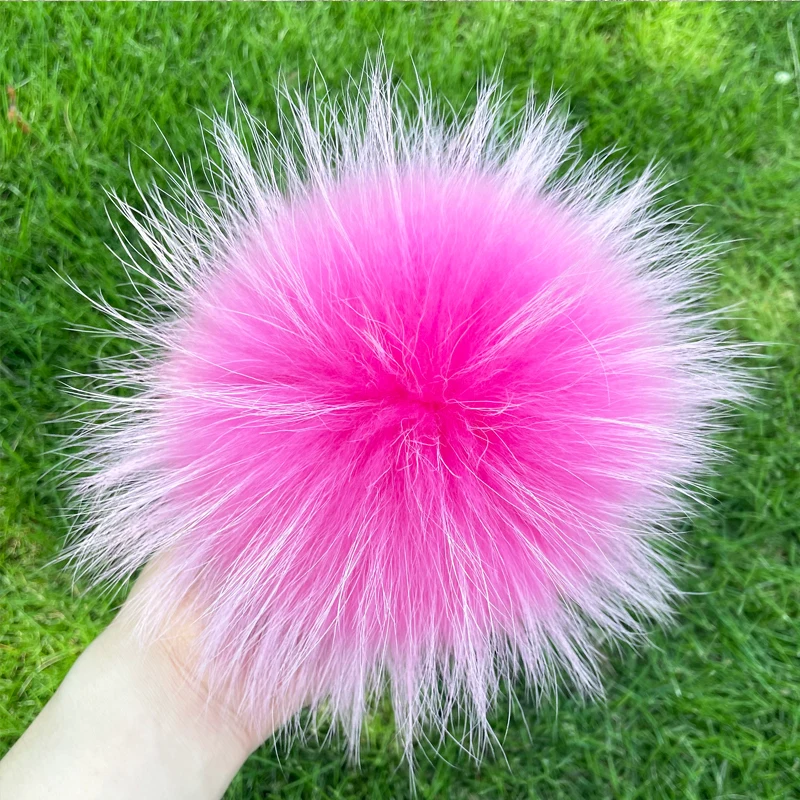 Big Size DIY Real Fox Fur Pompoms Raccoon Fur Pom Poms Balls Natural Fur Pom Pom For Hats Bags Shoes Scarves