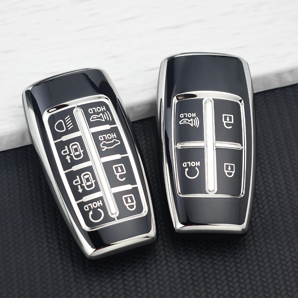 Funda de TPU de Alta Calidad para Llave de Coche Hyundai Genesis GV80 GV70 G80 2019-2025 con 4/8 Botones, Anillos para Llaveros, Accesorios para Auto
