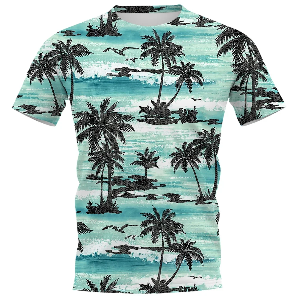 Hawaii Summer Men\'s Casual T-shirt 3D Printing Fashion Personality Street Short Sleeve Creative Harajuku O Collar Loose Top 6xl