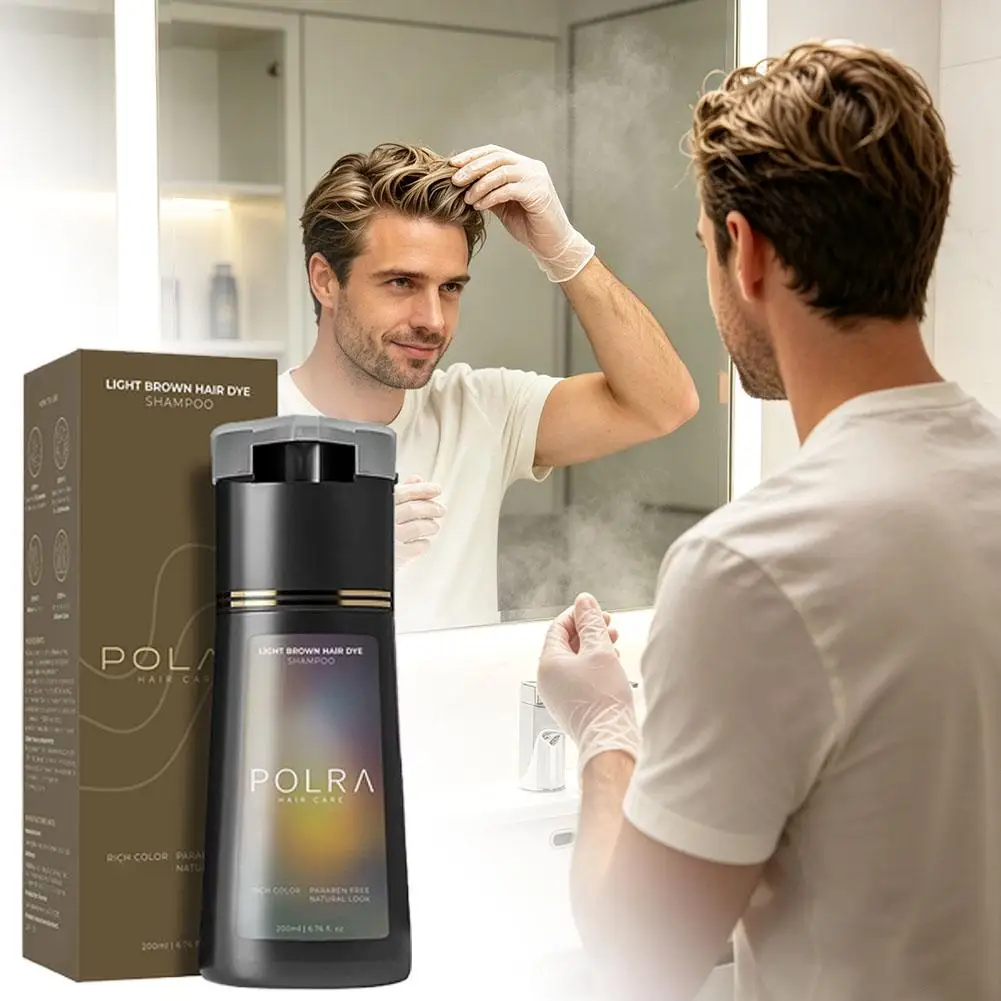 POLAR Hair Dye Shampoo For Gray Hair For Women Men Natural Hair Dye Kit Semi Permanent Hair Dye Shampoo Black Brown Purple 200ml
