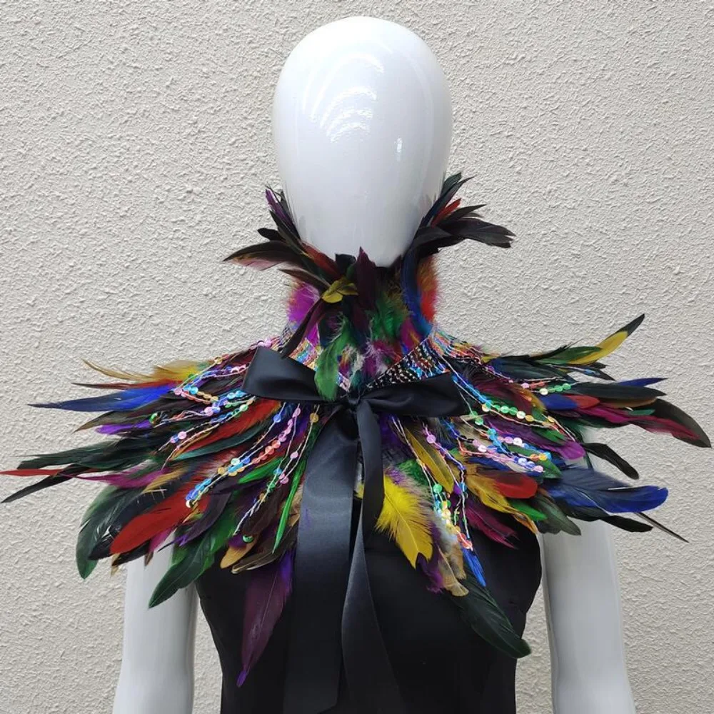 Sequined Feather Small Cape Shawl Scarf Amazon Cross Border Christmas Masquerade Costume Accessories