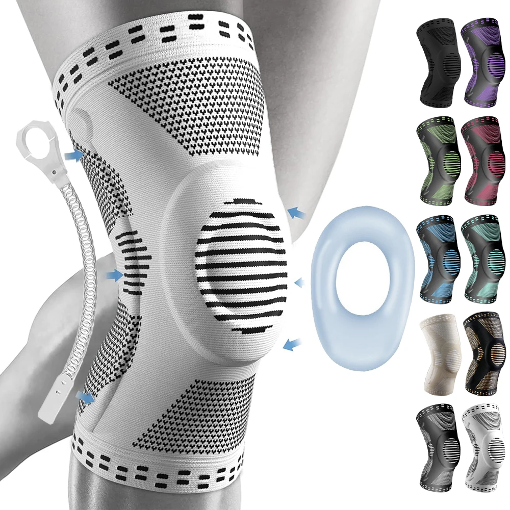 AliExpress NONE 1PCS Sports Compression Knee Support Brace Patella Protector Knitted Silicone Spring Leg Pad Cycling Running Basketball Football