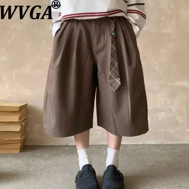 

WVGA Spring Summer New Men Tide Streetwear Pleated Design Vintage Trendy Shorts Niche Chic Casual Cropped Suit Pants Ins W24341