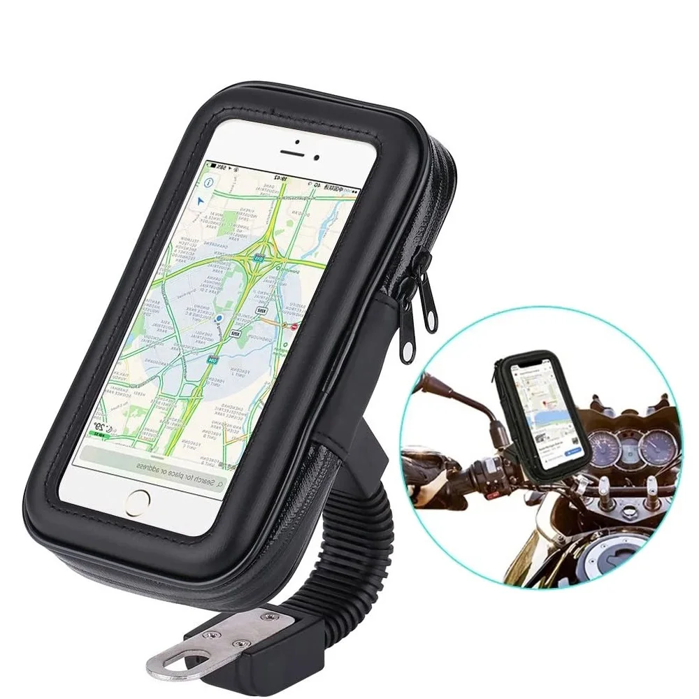 Bicycle Motorcycle Phone Holder Stand w/ Upgrade Waterproof Pouch Bag for iPhone 14 Pro Max Bike Handlebar Mount Suporte Celular