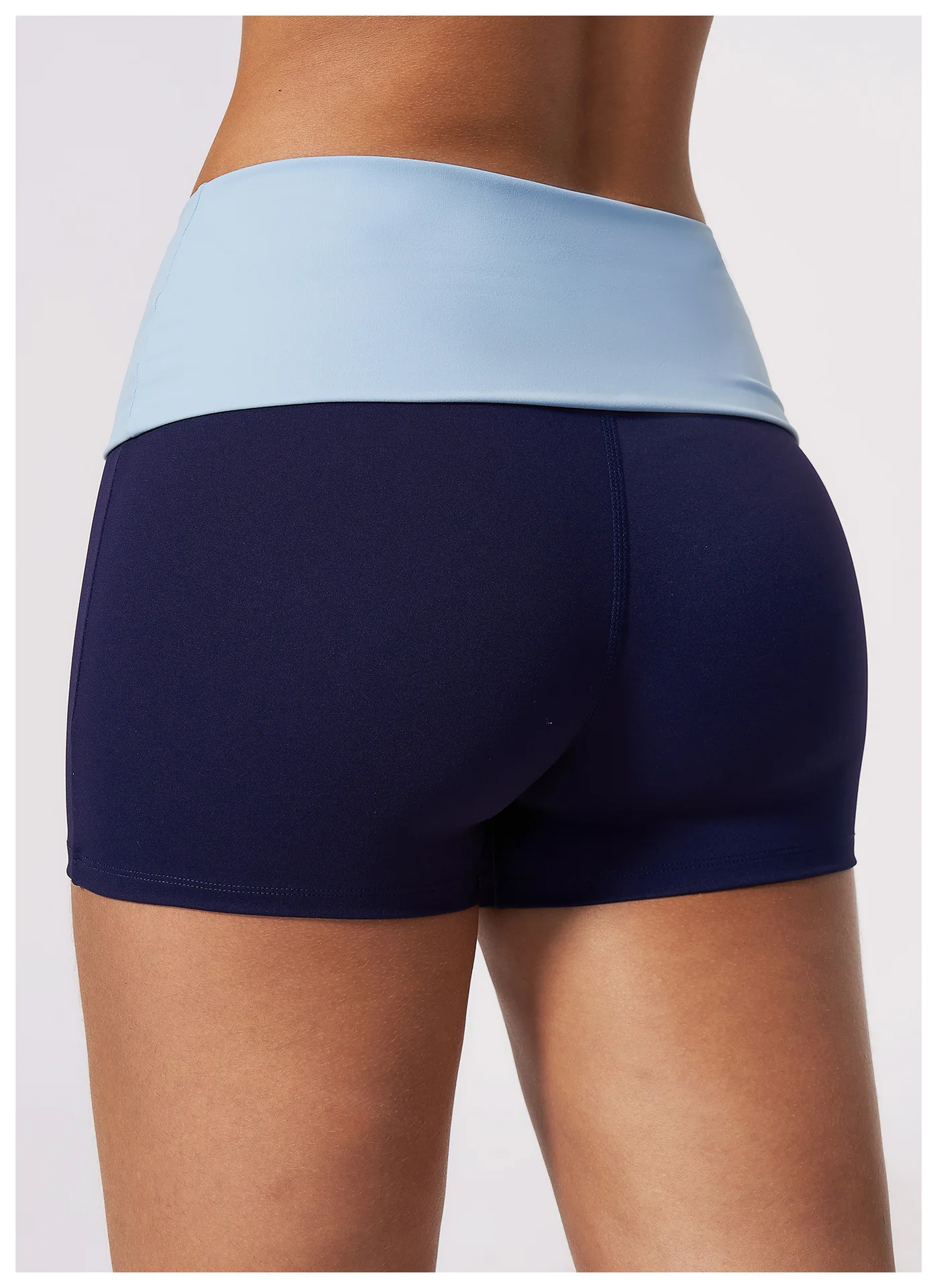 Shorts, Women's Contrasting Colors, Flip Waist, High Waist, Hip Lifting, Abdominal Compression, Fitness Pants, Running Exercise