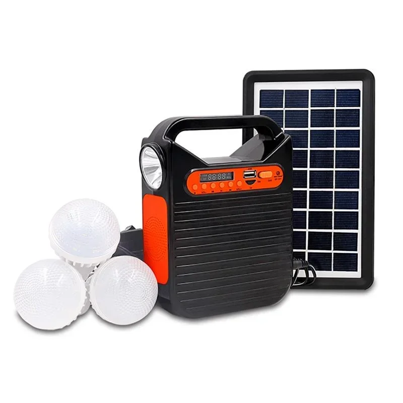 Imagem -02 - Sistema de Energia Solar Portátil Kit Gerador Painel Solar com Rádio fm Lâmpadas Led Iluminação Emergência ao ar Livre para Acampamento Caminhadas